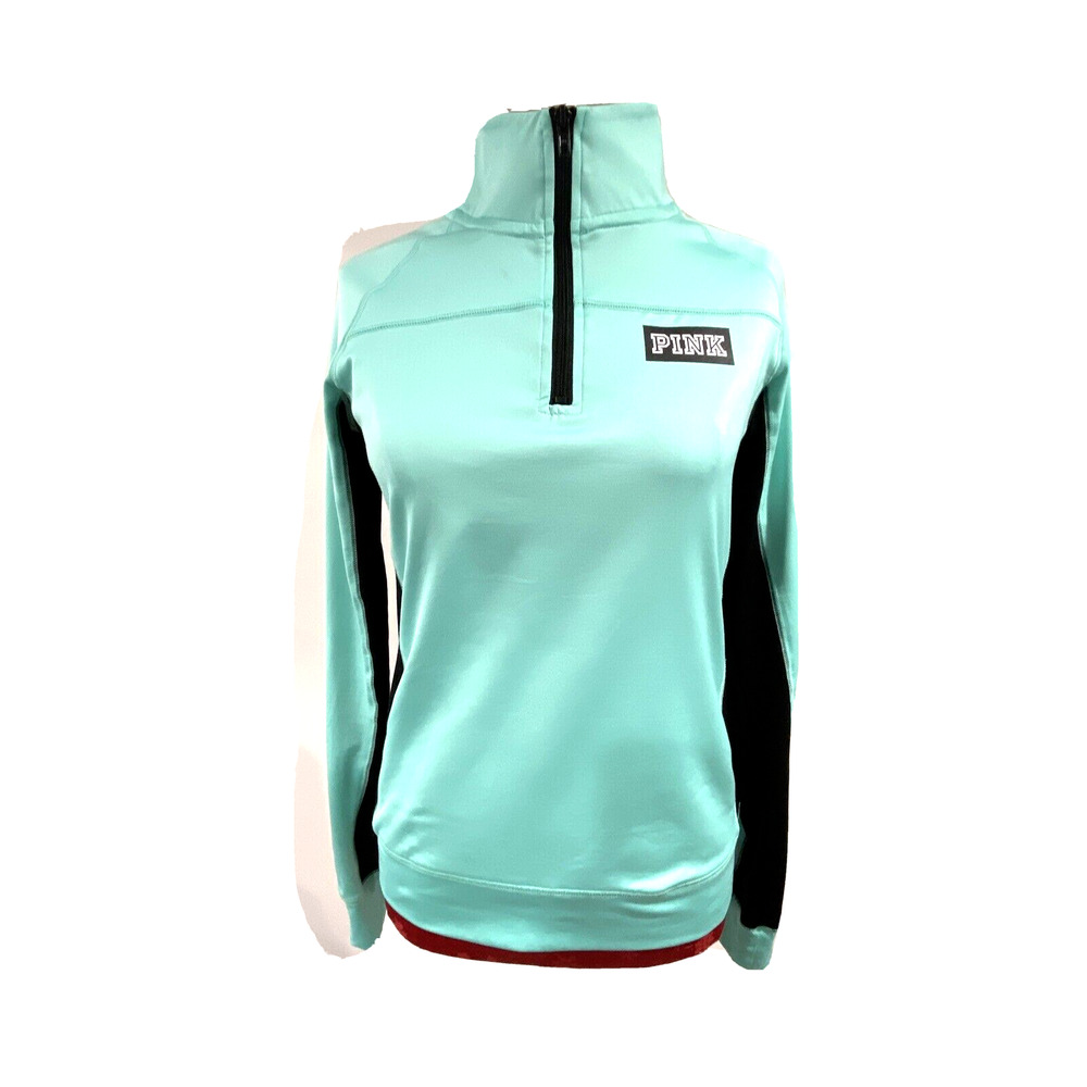 PINK Victorias Secret Ultimate quarter zip pullover top mint green black size S